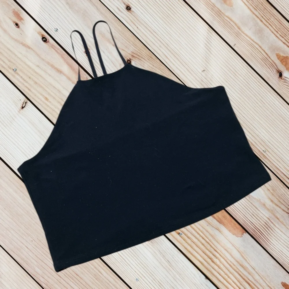 Abercrombie & Fitch XL black soft A&F collection cropped high neck tank